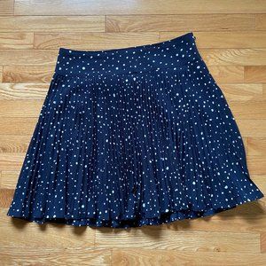 Ann Taylor Navy & White Pleated Polka Dot Skirt